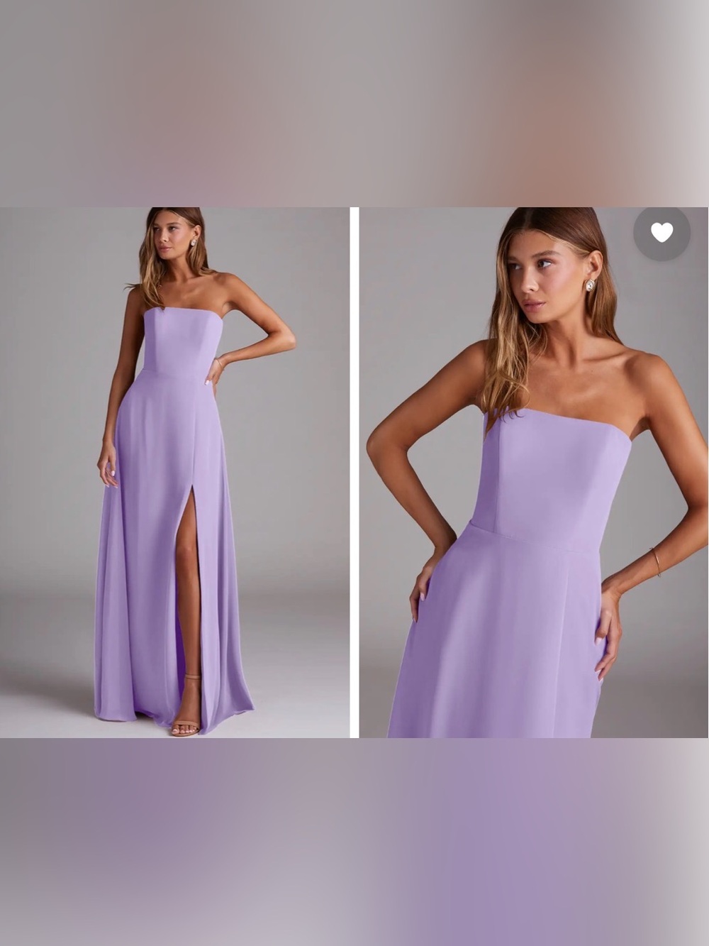 Azazie Strapless Lavender Formal Gown with Front Slit